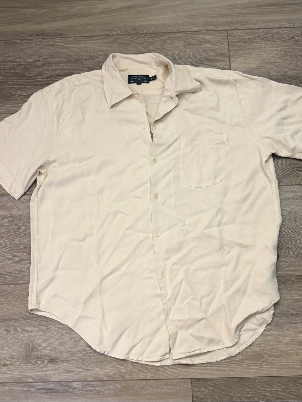 Saks Men’s Short Sleeve Button-Up Silk Shirt - Cream